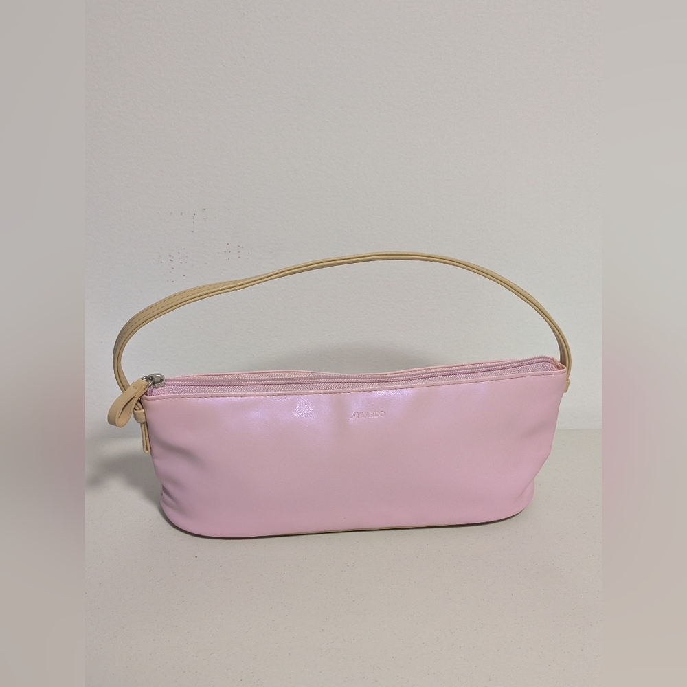 Vintage Shiseido Vegan Leather Baguette Purse in Pink